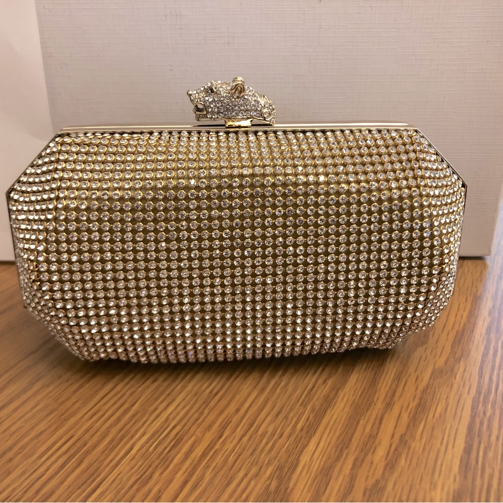 Real Collectibles by Adrienne Rhinestone Panther Clutch w/Shoulder Strap +Bonus - Picture 2 of 9